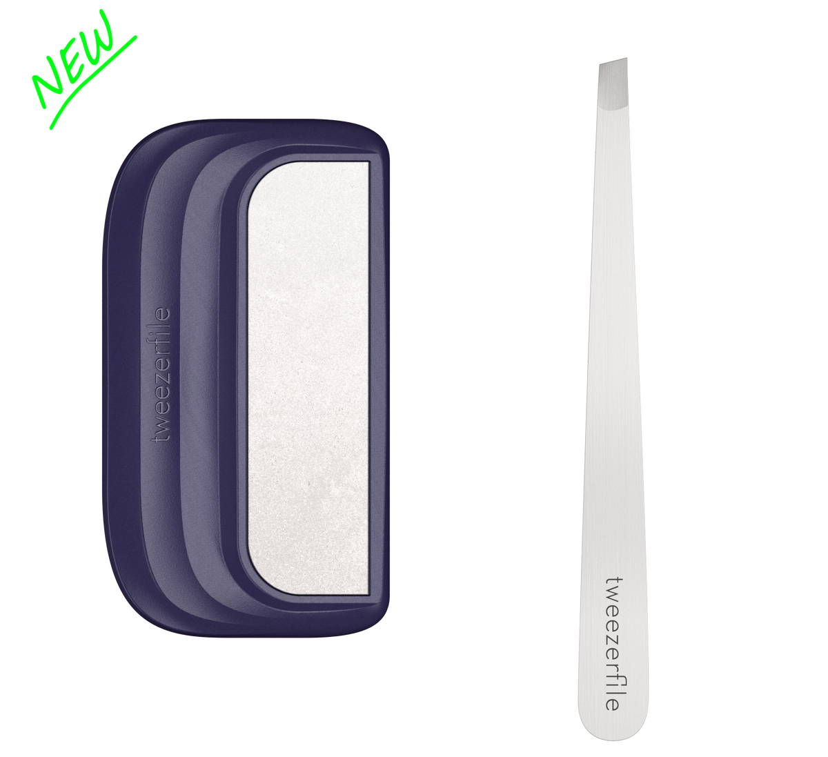 Stainless steel tweezer and tweezerfile tweezer sharpener front view blue colour 