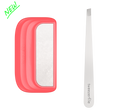 Stainless steel tweezer and tweezerfile tweezer sharpener front view red colour 