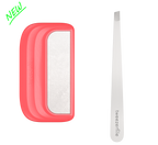 Stainless steel tweezer and tweezerfile tweezer sharpener front view red colour 